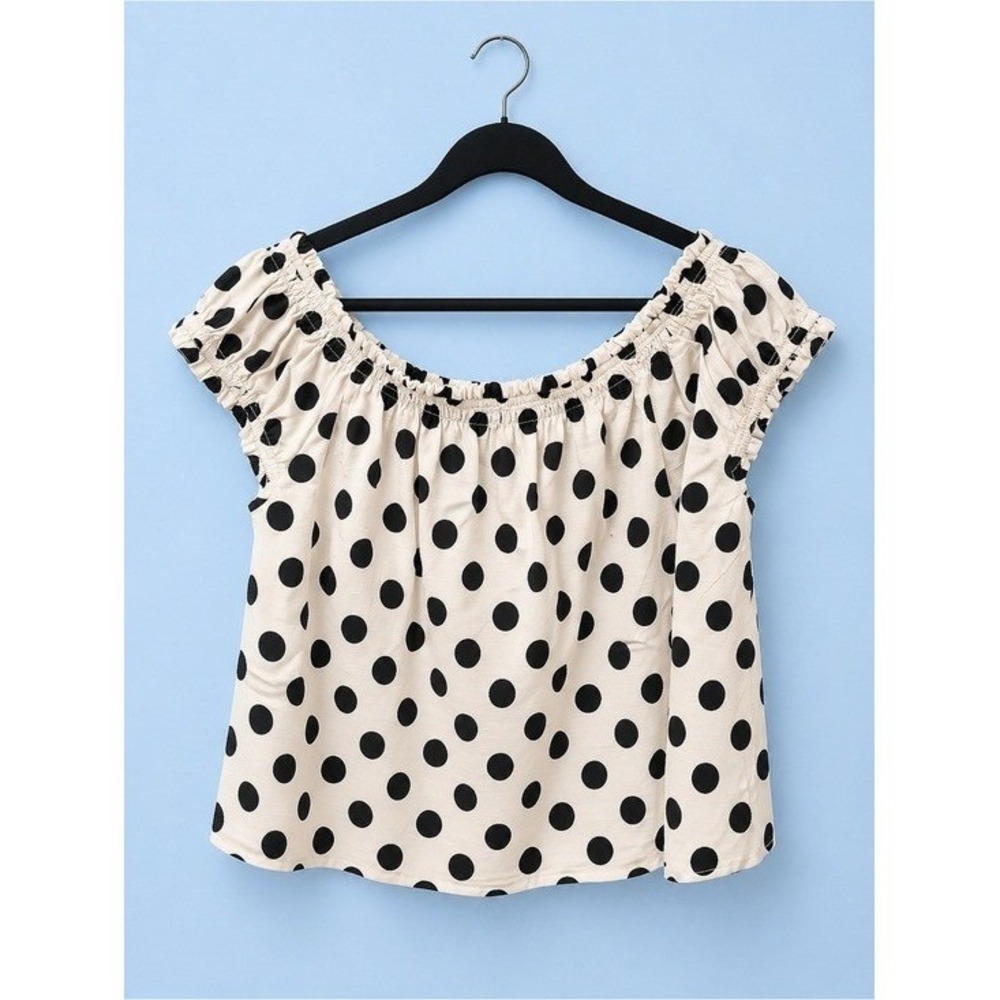 BIBi Polka Dot Off The Shoulder Ruffle Blouse XL - Picture 4 of 10
